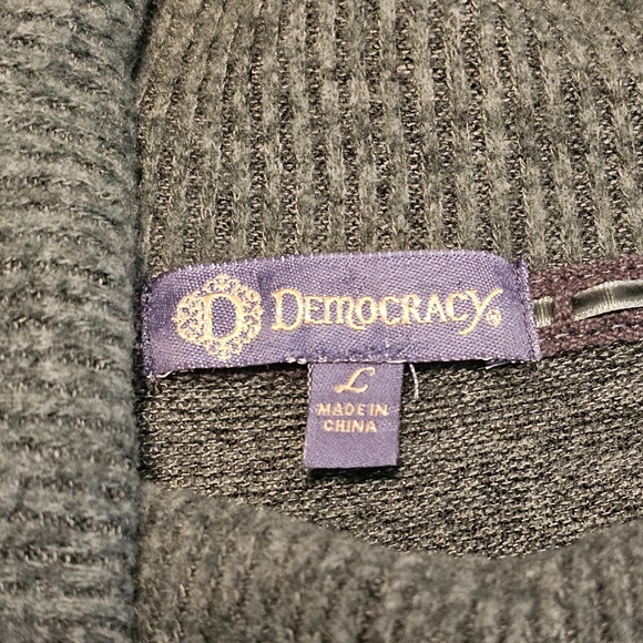 Democracy Green Asymmetrical Side Zip Oversized Tunic Sweater Size L - Picture 7 of 11